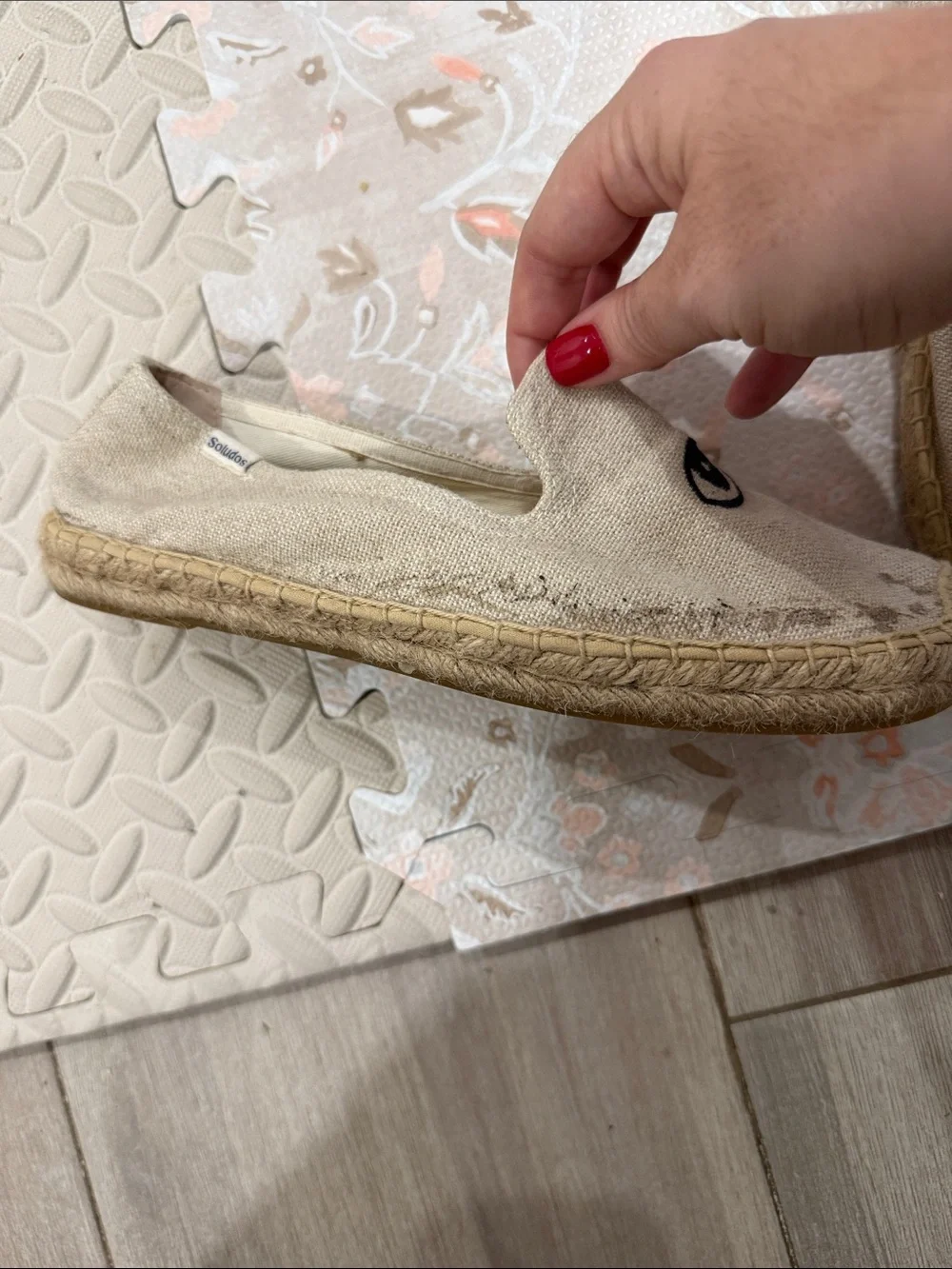 Soludos Natural Canvas Espadrilles with Eye Motif